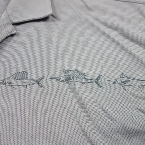 Tommy Bahama Shirt Mens XL Gray Button Up Knit Swordfish Embroidered Camp - Picture 2 of 4
